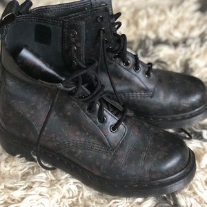 Dr. Marten Black/Floral Leather Women’s Boots